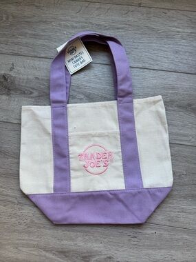 Trader Joe's Lavender & Cream Canvas Mini Tote